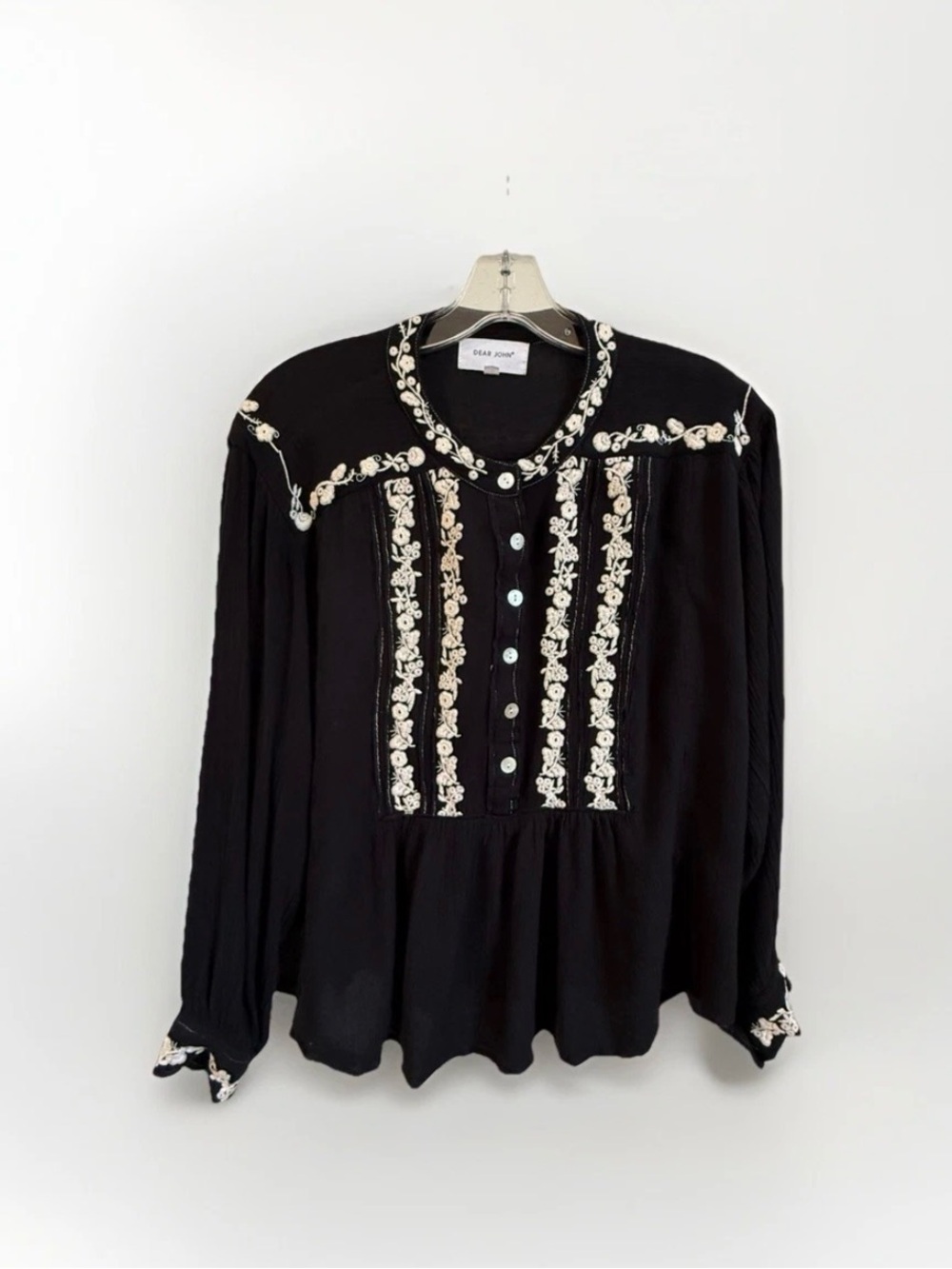Dear John Denim S Women’s Shanti Embroidered Black Top